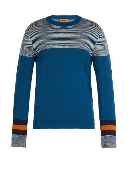 Matchesfashion.com Missoni - Wool Crew Neck Sweater - Mens - Blue Multi