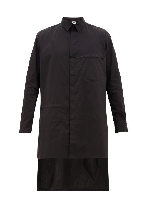 Matchesfashion.com Y-3 - Longline Zip-panel Cotton-blend Shirt - Mens - Black