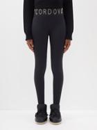 Cordova - Logo Intarsia Ribbed-knit Base-layer Leggings - Womens - Black