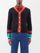 Wales Bonner - Striped-sleeves Wool-blend Cardigan - Mens - Black Multi
