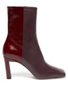 Matchesfashion.com Wandler - Isa Two-tone Square-toe Leather Boots - Womens - Burgundy