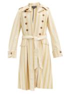 Matchesfashion.com Ann Demeulemeester - Striped Cotton-blend Twill Trench Coat - Mens - Beige