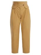 Matchesfashion.com Sea - Kamille High Rise Cotton Blend Trousers - Womens - Beige