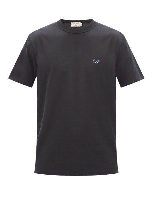 Matchesfashion.com Maison Kitsun - Fox-patch Cotton-jersey T-shirt - Mens - Black