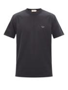 Matchesfashion.com Maison Kitsun - Fox-patch Cotton-jersey T-shirt - Mens - Black