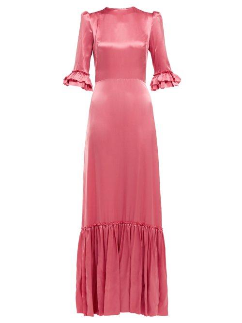 Matchesfashion.com The Vampire's Wife - Festival Ruffled Silk Satin Maxi Dress - Womens - Pink