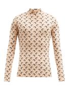 Matchesfashion.com Marine Serre - Crescent Moon-print Recycled-fibre T-shirt - Mens - Tan