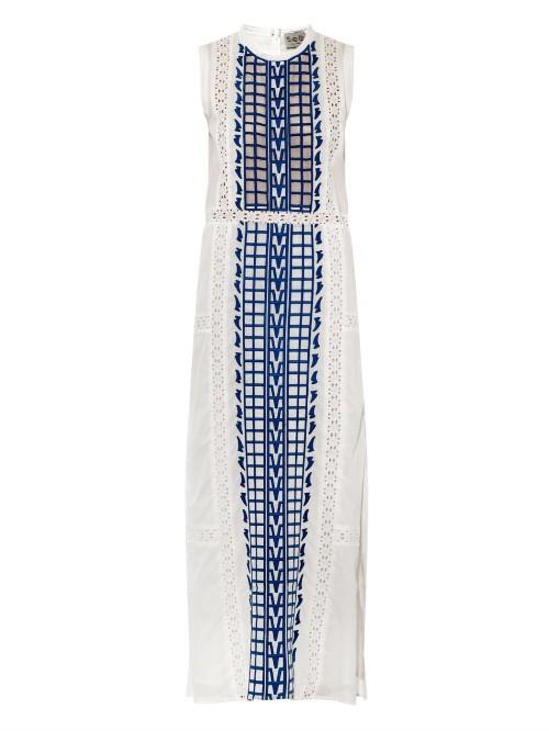 Sea Embroidered Cotton-voile Maxi Dress