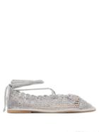 Matchesfashion.com Alexachung - Metallic Crochet Knitted Flats - Womens - Silver