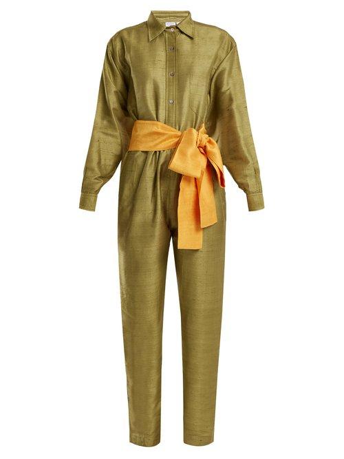 Matchesfashion.com Rhode Resort - Tara Silk Jumpsuit - Womens - Khaki