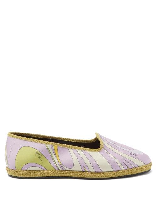 Emilio Pucci - Onde-print Slippers - Womens - Pink Multi