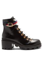 Gucci Lace-up Leather Ankle Boots