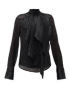 Matchesfashion.com Petar Petrov - Cynthia Draped Silk-blend Lam Blouse - Womens - Black