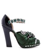 No. 21 Crystal-embellished Satin And Leather Pumps