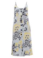 Ladies Beachwear Cala De La Cruz - Luisa Floral-print Linen Midi Dress - Womens - Blue Print