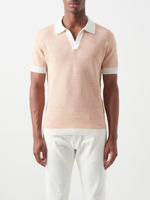 Thom Sweeney - Cotton-blend Knit Polo Shirt - Mens - Orange