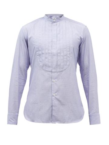 Sbline - Bunny Pleated-bib Cotton-poplin Shirt - Mens - Blue