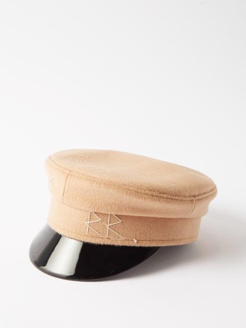 Ruslan Baginskiy - Monogrammed Logo Wool Bakerboy Hat - Womens - Beige Black