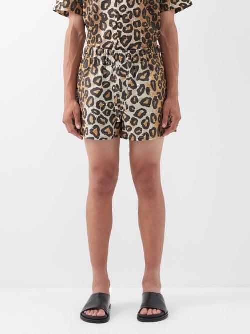 Raey - Organic-cotton Leopard Shorts - Mens - Animal