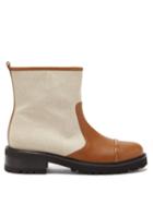 Ladies Shoes Malone Souliers - Bibi Canvas And Leather Ankle Boots - Womens - Tan Multi