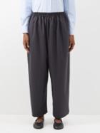 Eskandar - Pinstriped Wool Wide-leg Trousers - Womens - Dark Grey
