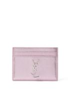 Saint Laurent - Ysl-plaque Grained Leather Cardholder - Womens - Pink