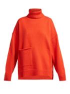 Matchesfashion.com Tibi - Patch Pocket Roll Neck Cashmere Sweater - Womens - Red