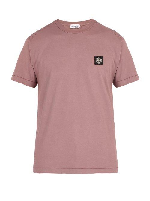 Matchesfashion.com Stone Island - Logo Patch Cotton Jersey T Shirt - Mens - Pink