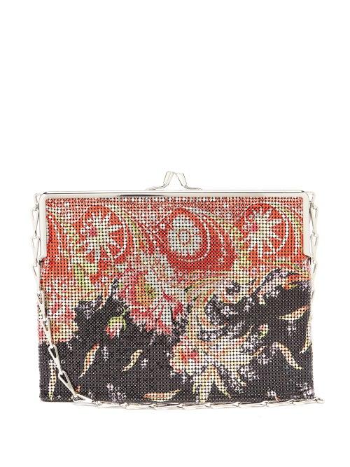 Matchesfashion.com Paco Rabanne - Pixel Small Floral-print Chainmail Shoulder Bag - Womens - Red Multi