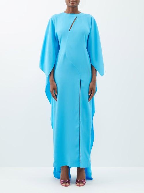 Taller Marmo - Fantastica Front-slit Crepe Dress - Womens - Blue