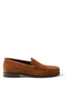 Zegna - Whipstitched Suede Loafers - Mens - Brown