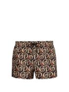 Matchesfashion.com Dolce & Gabbana - Cursive Logo Print Swim Shorts - Mens - Black