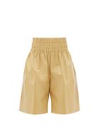 Matchesfashion.com Bottega Veneta - High-rise Wide-leg Leather Shorts - Womens - Beige