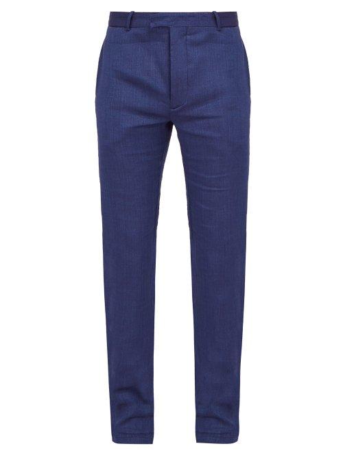 Matchesfashion.com Frescobol Carioca - Straight Leg Linen Blend Trousers - Mens - Navy