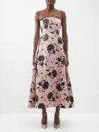Emilia Wickstead - Samuelle Off-the-shoulder Floral Taffeta Dress - Womens - Pink Black