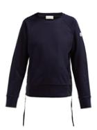 Matchesfashion.com Moncler - Maglia Girocollo Zip Fastening Cotton Sweatshirt - Womens - Navy