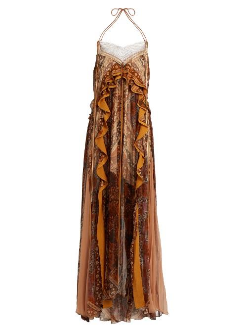 Chloé Halterneck Chain-detail Silk Gown