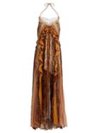 Chloé Halterneck Chain-detail Silk Gown