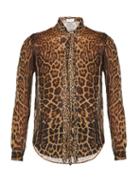 Matchesfashion.com Saint Laurent - Leopard Print Chiffon Shirt - Mens - Leopard