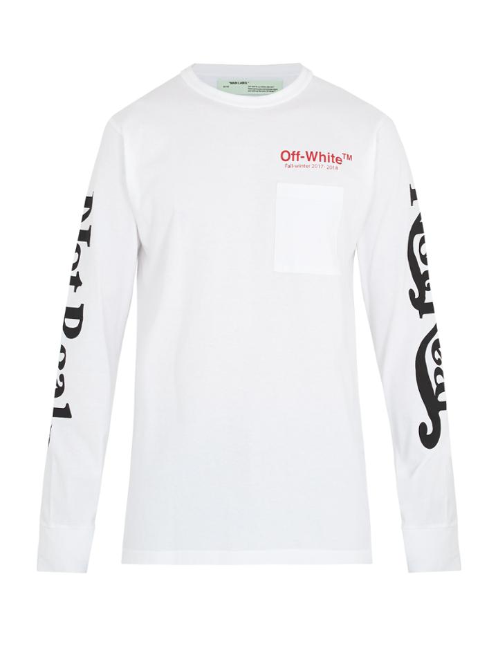 Off-white Surreal-print Long-sleeved Cotton T-shirt