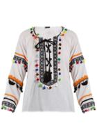 Matchesfashion.com Dodo Bar Or - Yehoray Pompom Embellished Cotton Top - Womens - Multi