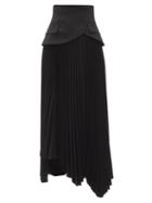 Matchesfashion.com A.w.a.k.e. Mode - Basque-waist Pleated Wool Maxi Skirt - Womens - Black