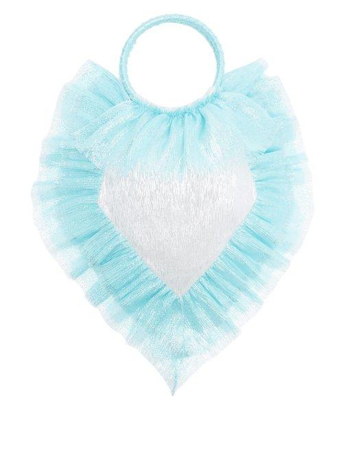 Matchesfashion.com The Vampire's Wife - Ruffle Trimmed Woven Clutch - Womens - Blue Silver