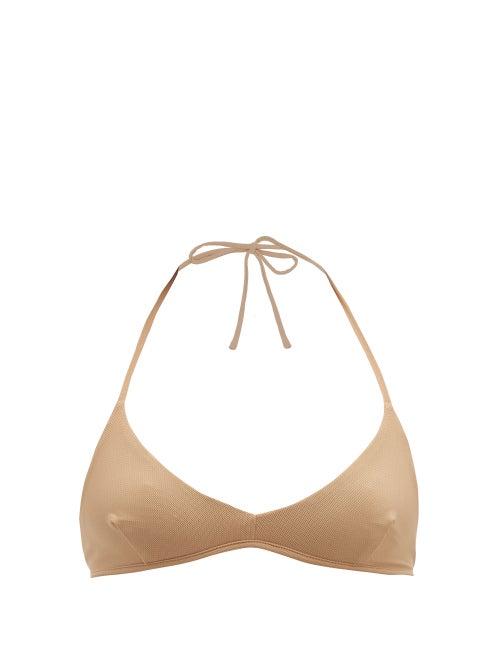 Matchesfashion.com Albus Lumen - Woven Halterneck Bikini Top - Womens - Nude