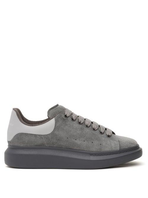 Alexander Mcqueen - Oversized Raised-sole Suede Trainers - Mens - Grey