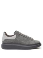 Alexander Mcqueen - Oversized Raised-sole Suede Trainers - Mens - Grey