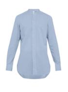 Matchesfashion.com Finamore 1925 - Lorenzo Band Collar Brushed Cotton Chambray Shirt - Mens - Blue