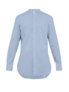 Matchesfashion.com Finamore 1925 - Lorenzo Band Collar Brushed Cotton Chambray Shirt - Mens - Blue