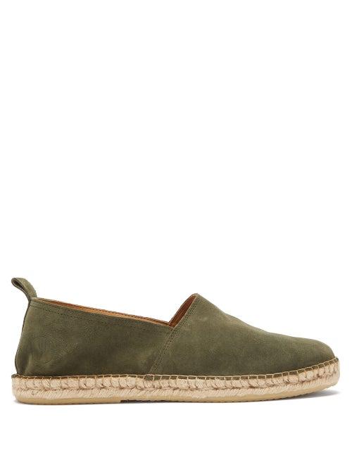 Matchesfashion.com Frescobol Carioca - Logo-embossed Suede Espadrilles - Mens - Khaki