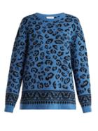 Matchesfashion.com Altuzarra - Casablanca Leopard Jacquard Sweater - Womens - Blue Print